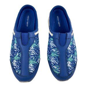 Easy Spirit Travelport Women's Blue/Palm Slip On Clog Mules 8M Round Toe New